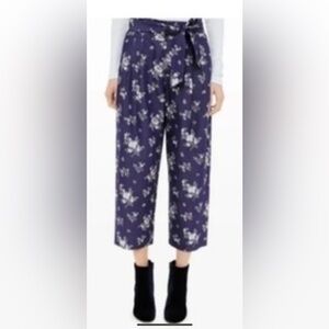 Club Monaco Domme floral wide leg cropped pants tie detail boho chic casual 2